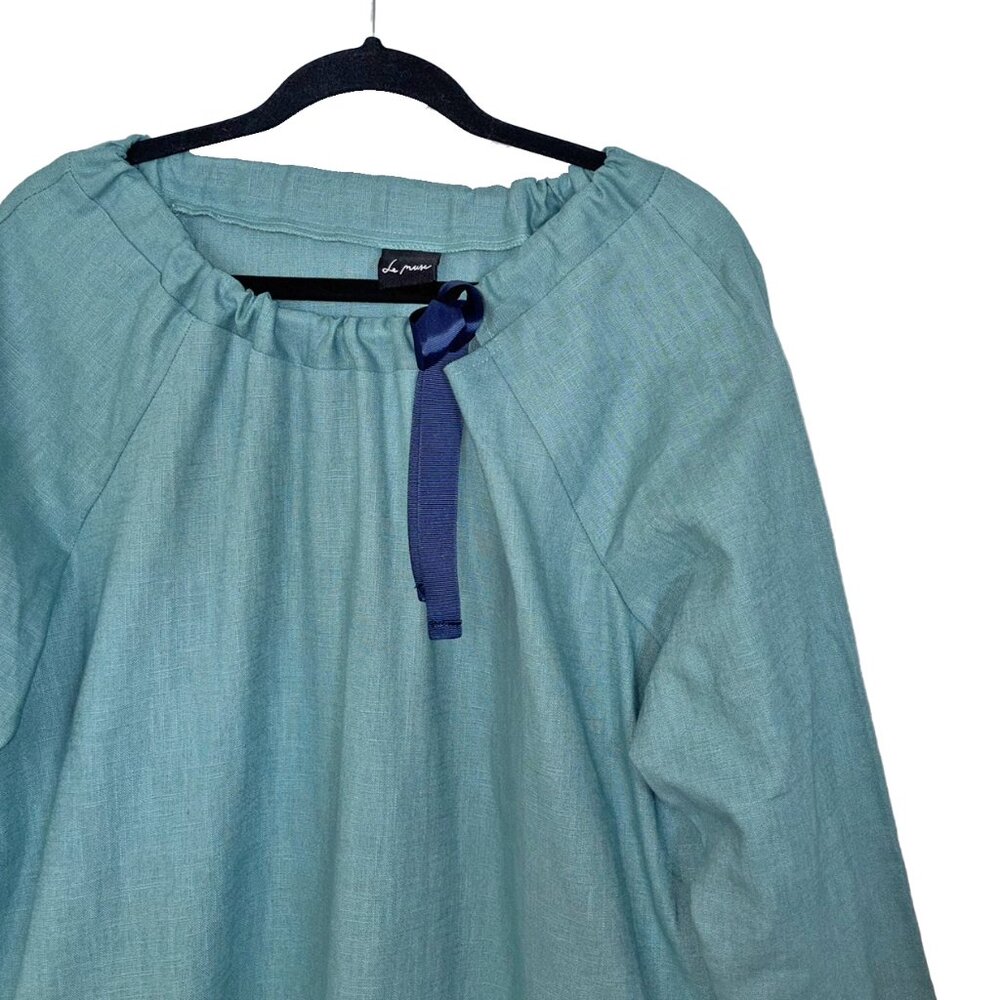 Le Muse Linen Blend The French Cocktail Dress in Teal Green - Size XL